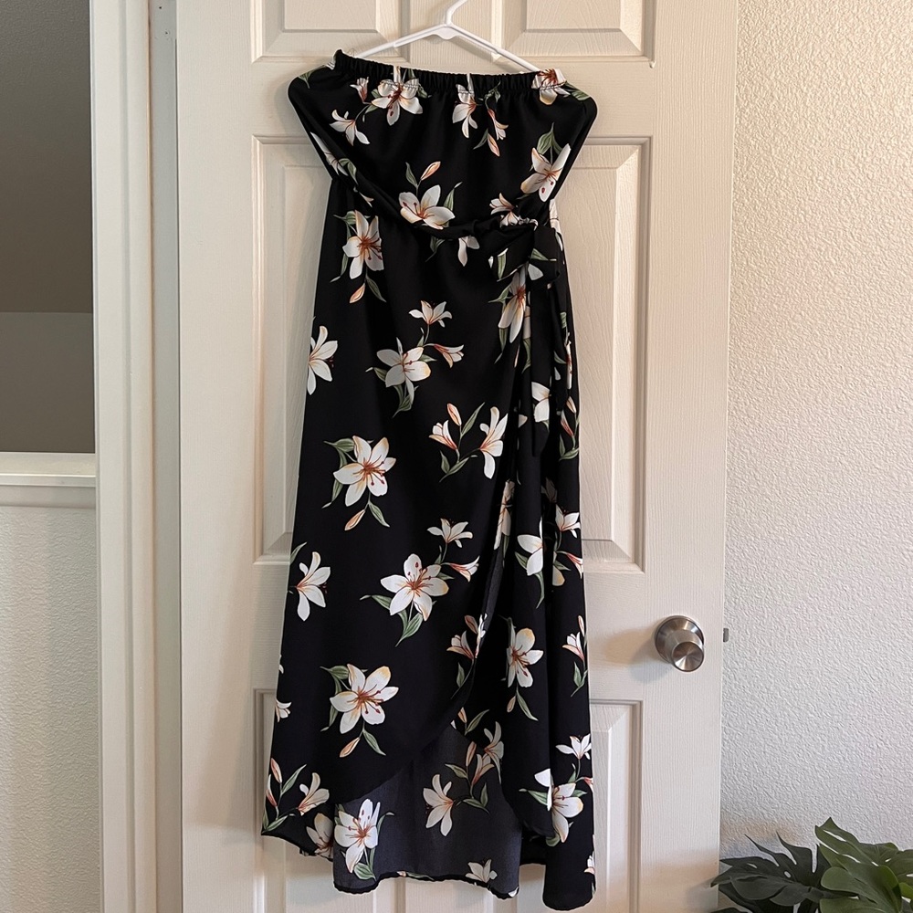 Maxi strapless floral dress